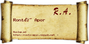 Rontó Apor névjegykártya